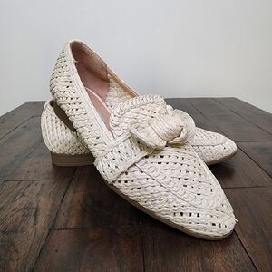 Charles David Finite Cream Woven Raffia Loafers Slip On Flats Lightweight Sz6.5